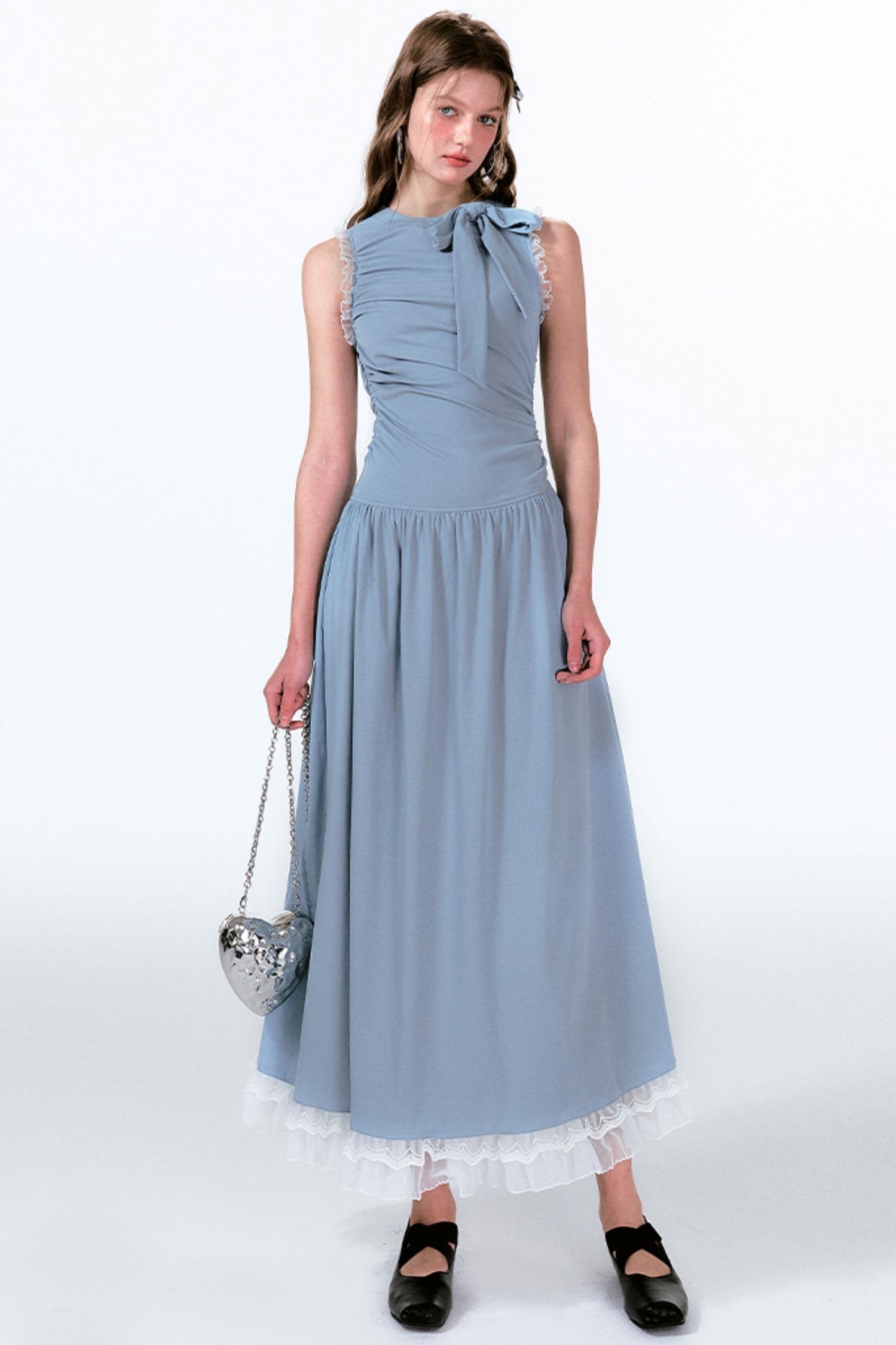 Blue Butterfly Pleat Dress