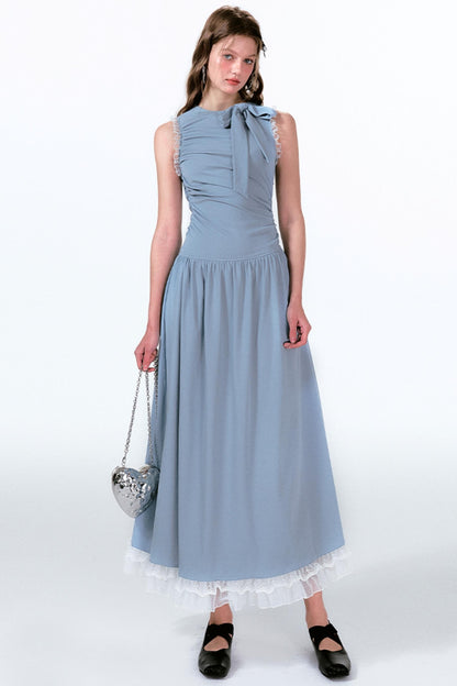 Blue Butterfly Pleat Dress