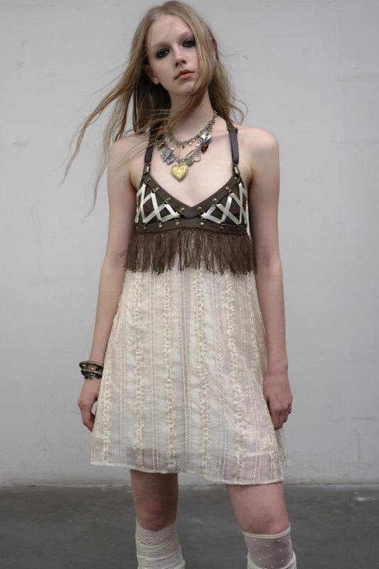 Luxury Halter Leather Dress