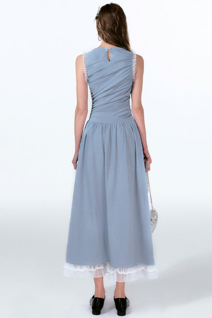 Blue Butterfly Pleat Dress