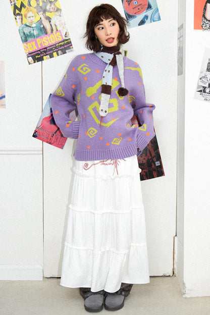 Purple Snake Jacquard Sweater