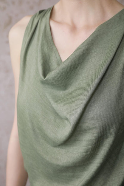 Lotus Green Cotton-Linen Tie Top Set