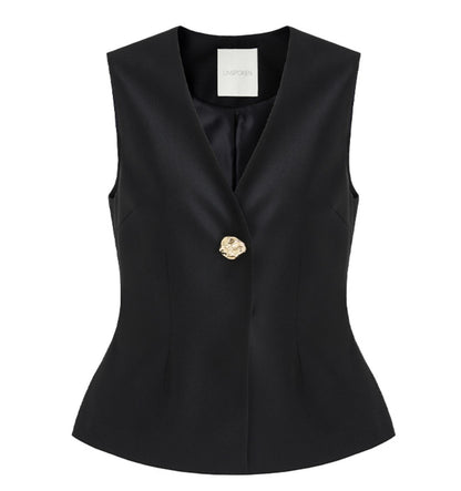 Black Slim Fit V-Neck Summer Vest