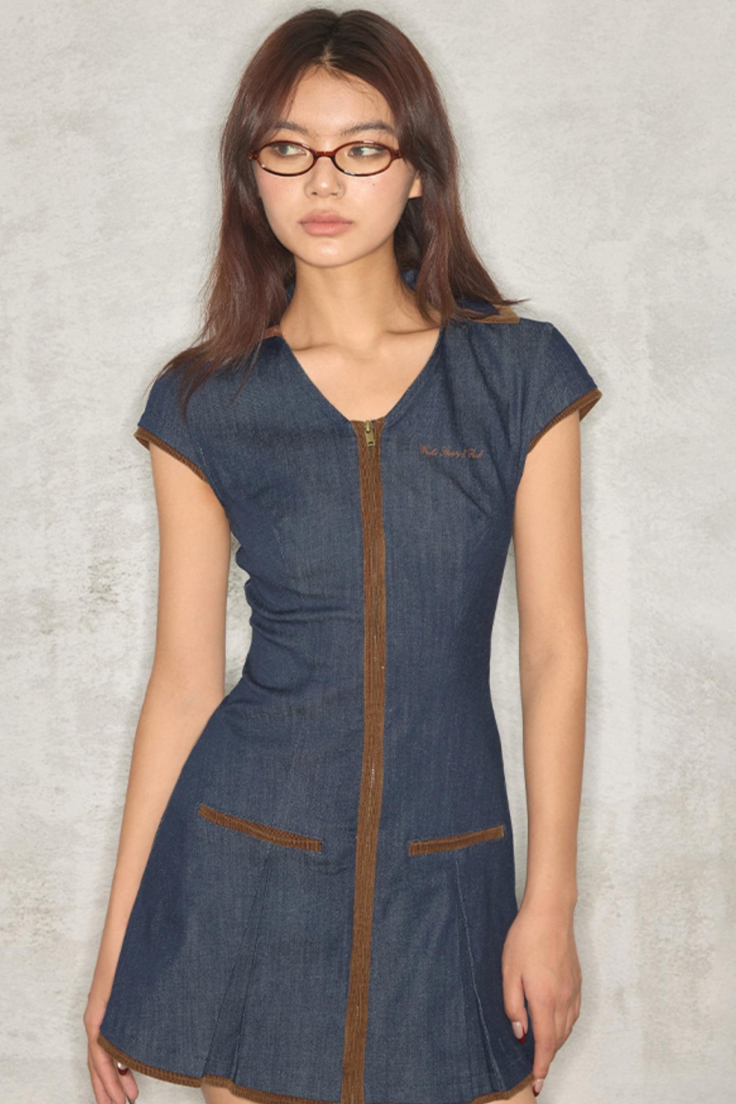 Color-Block Slim Denim Dress
