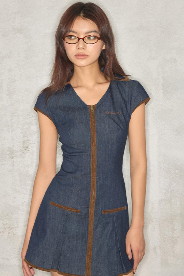 Color-Block Slim Denim Dress