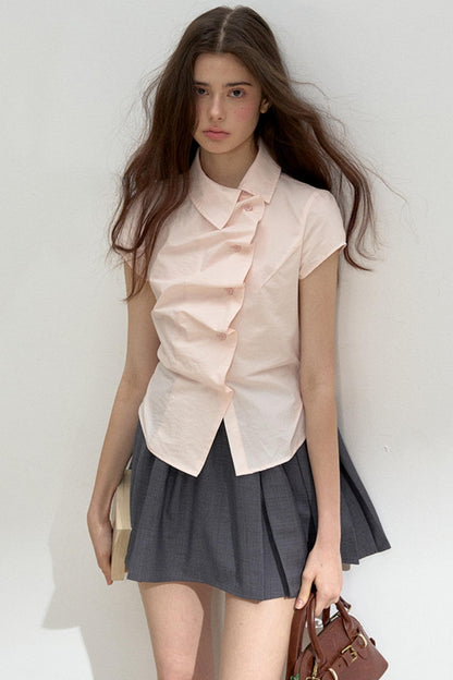 Pink Ruffle Lace Blouse