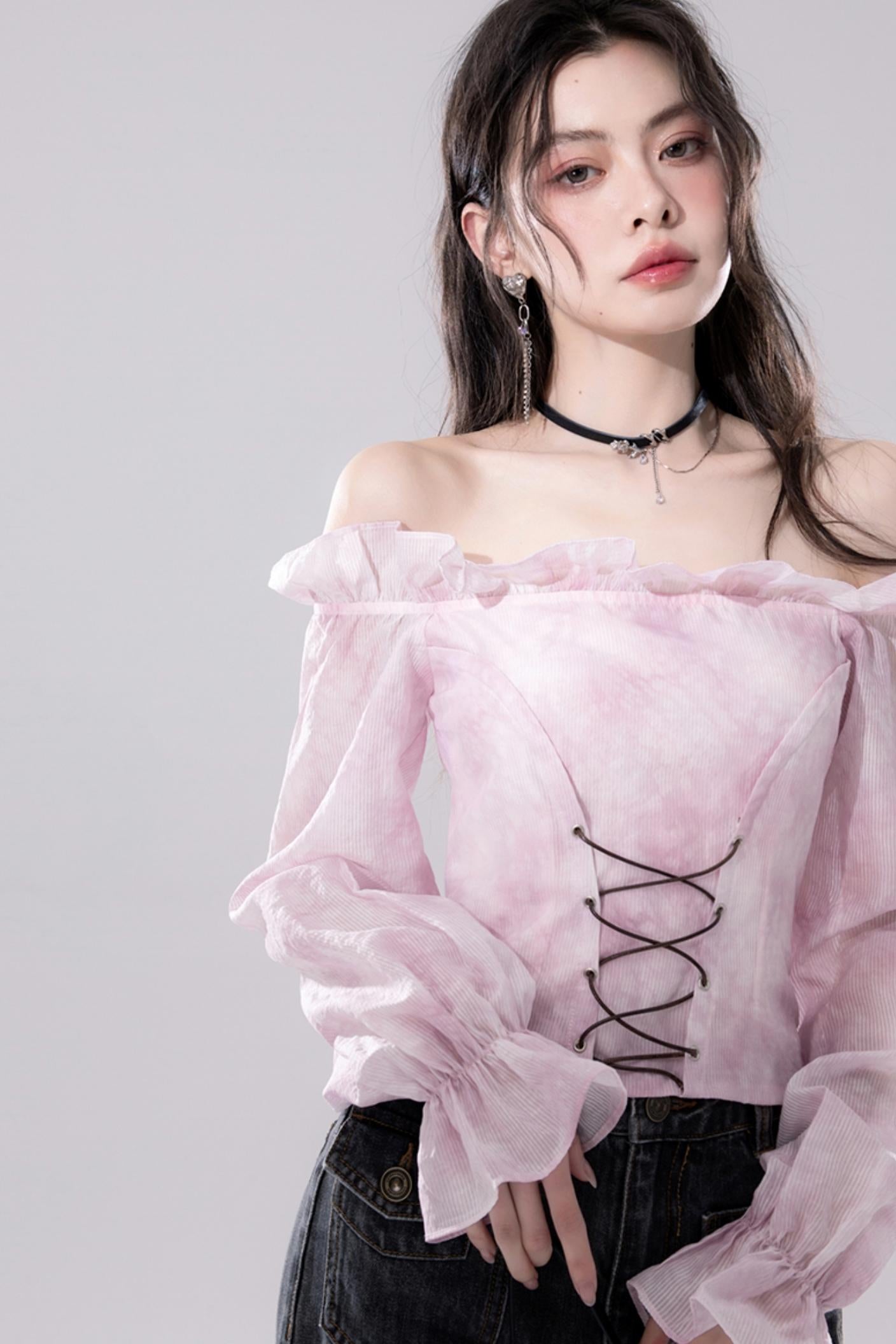 Peach Blossom One-Shoulder Top