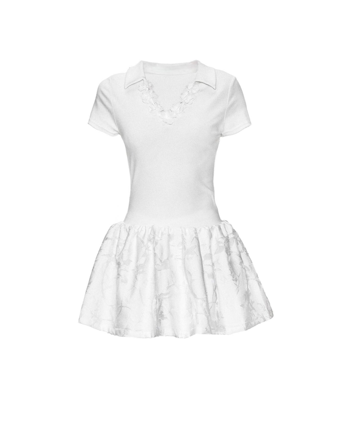 Korean Floral Polo Dress