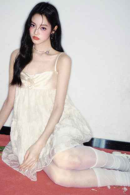 Sweet Jacquard Halter Dress