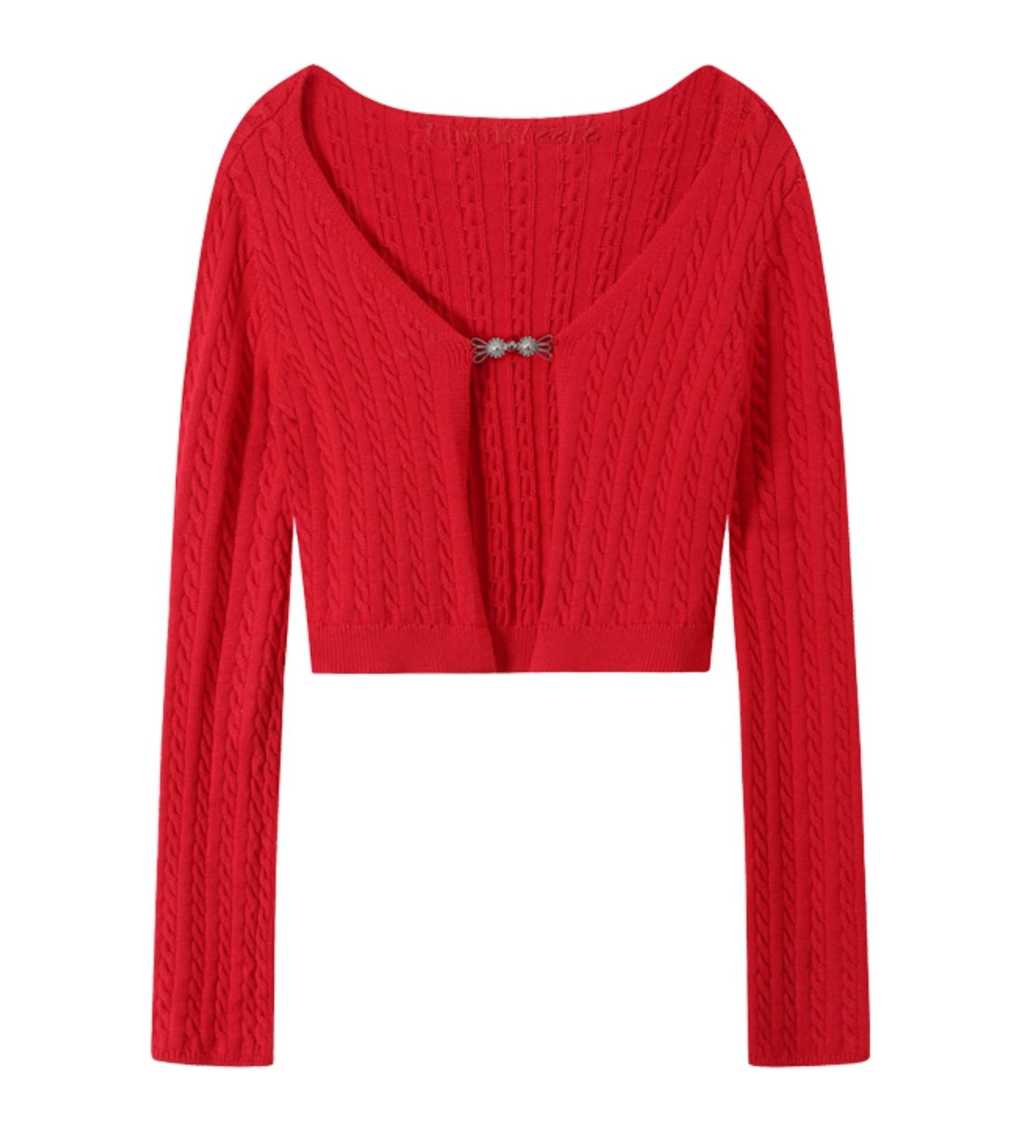 Simple Red Knitted Cardigan