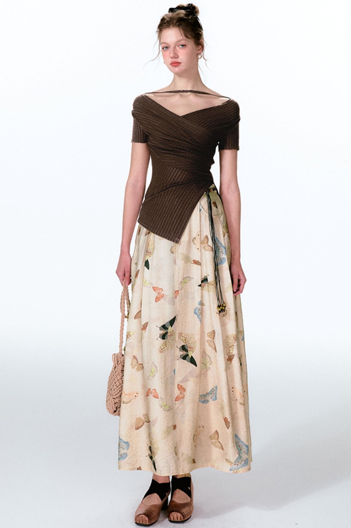 Butterfly Pleat Top With Maxi Skirt Set-Up