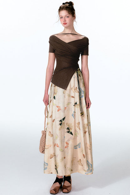 Butterfly Pleat Top With Maxi Skirt Set-Up