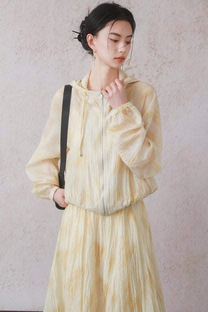 Lightweight Cheese Yellow Hooded Jacket