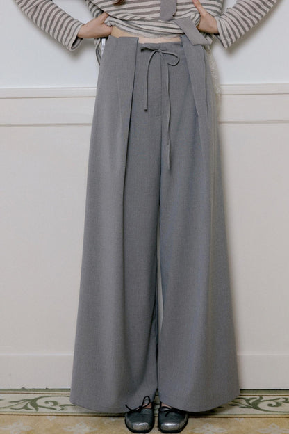 Gray Loose-Fitting Wide-Leg Pants