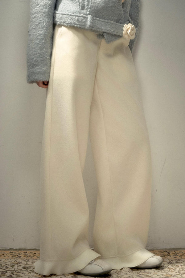 Lace-Detail Wide-Leg Pants