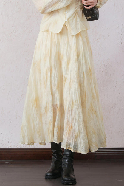 Yellow Pleated Skirt