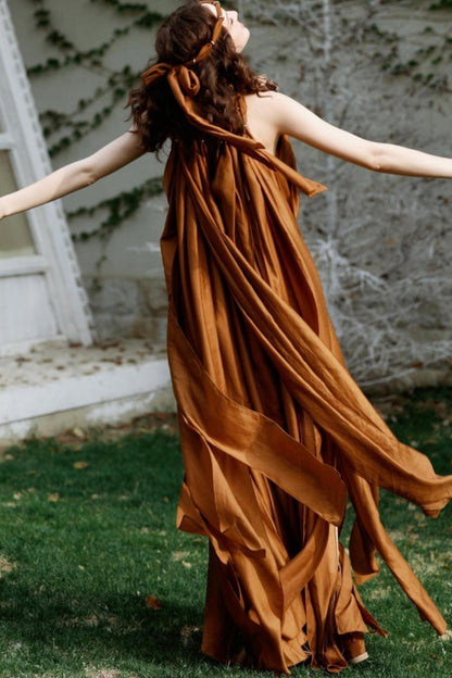 Wandering Caramel Halterneck Dress