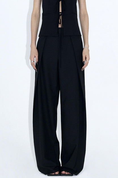 Draped Embroidered Suit Pants