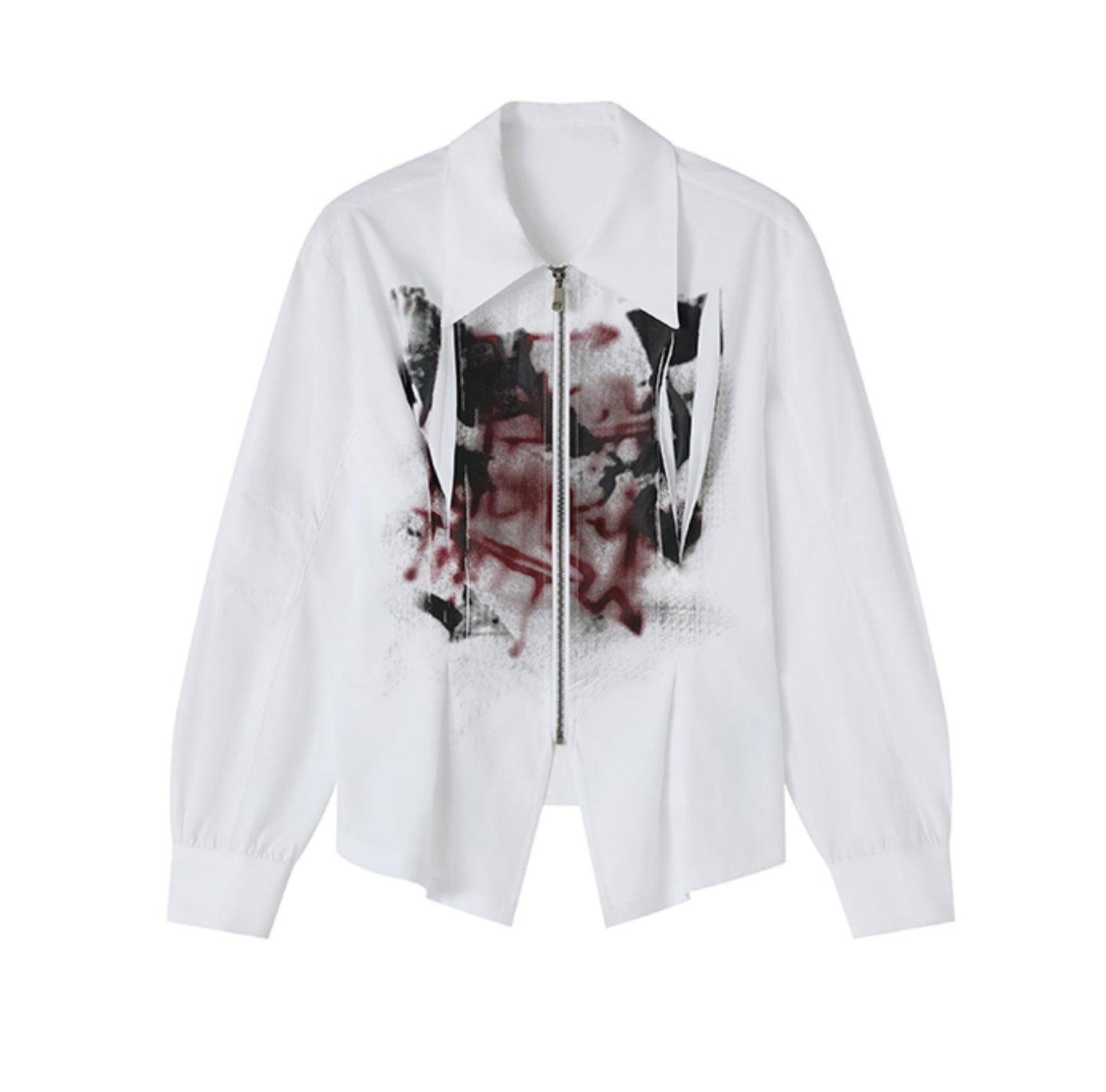 Pleated Design Printed Shirt