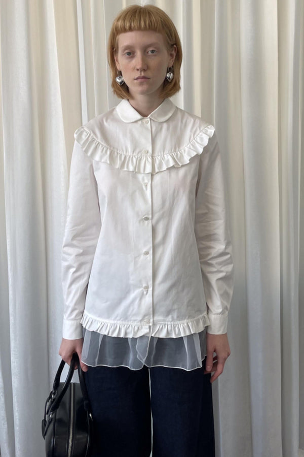 White Lace Pleated Shirt