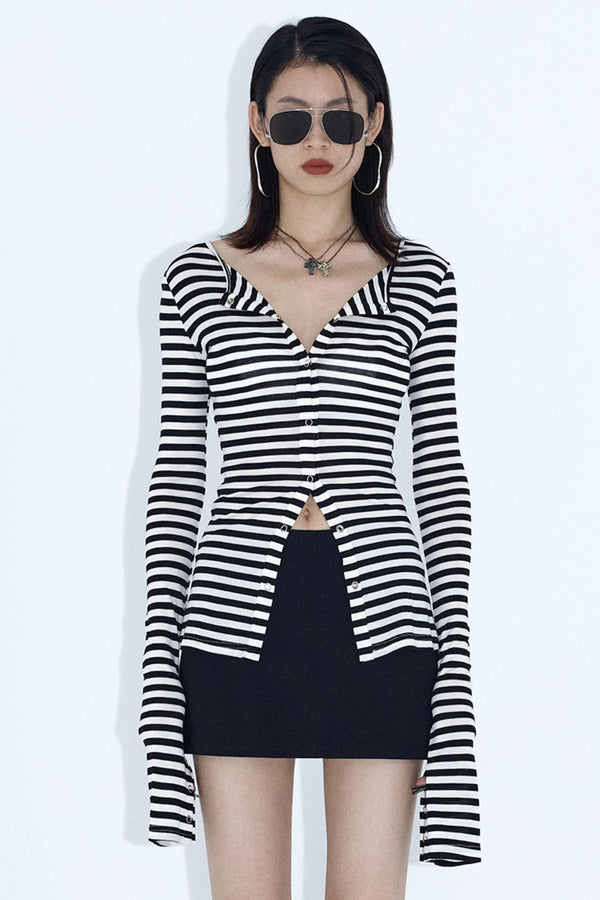 Stylish Stripe Slim Cardigan