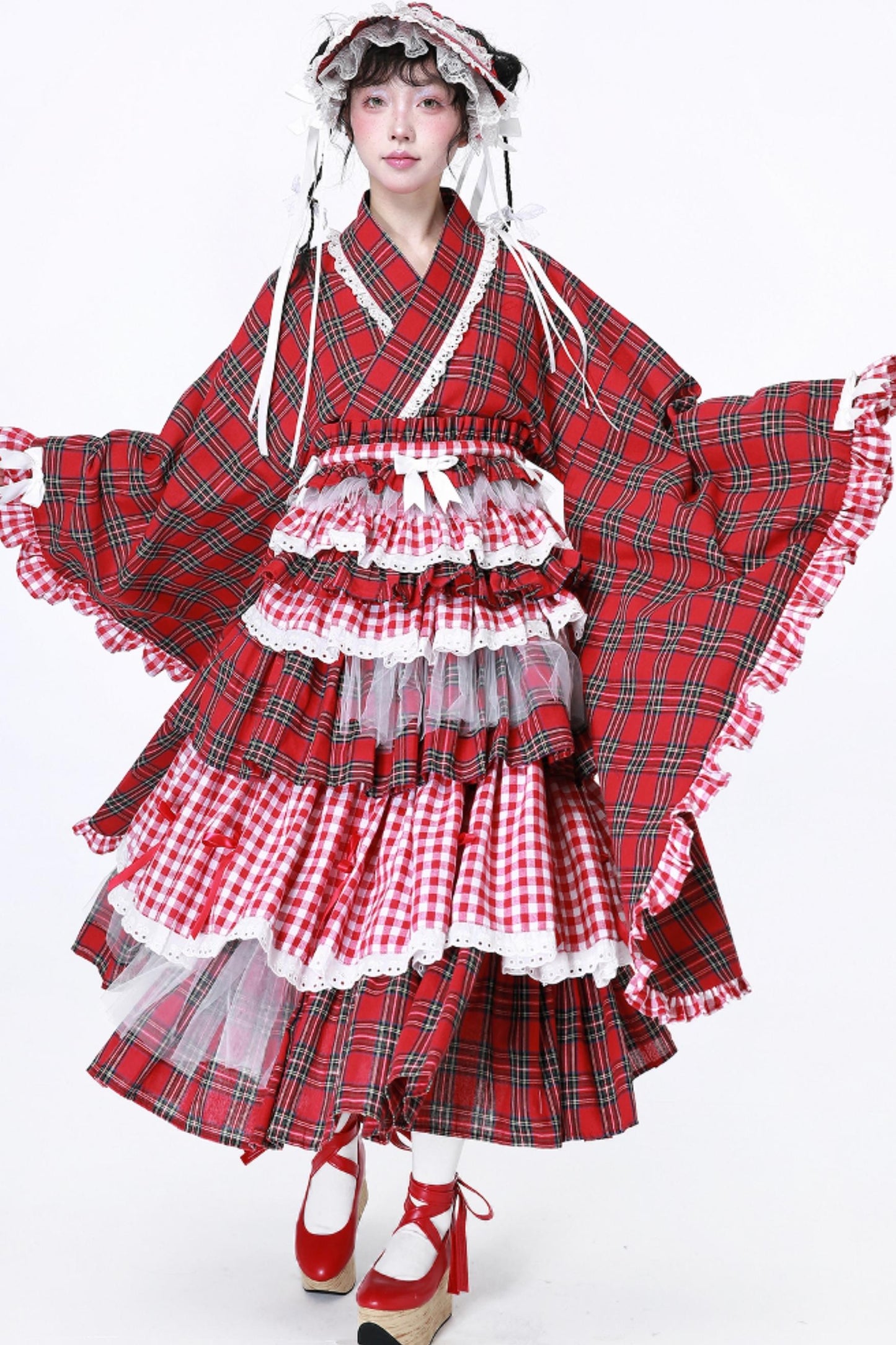 Japanese Lolita Plaid Wrap Skirt