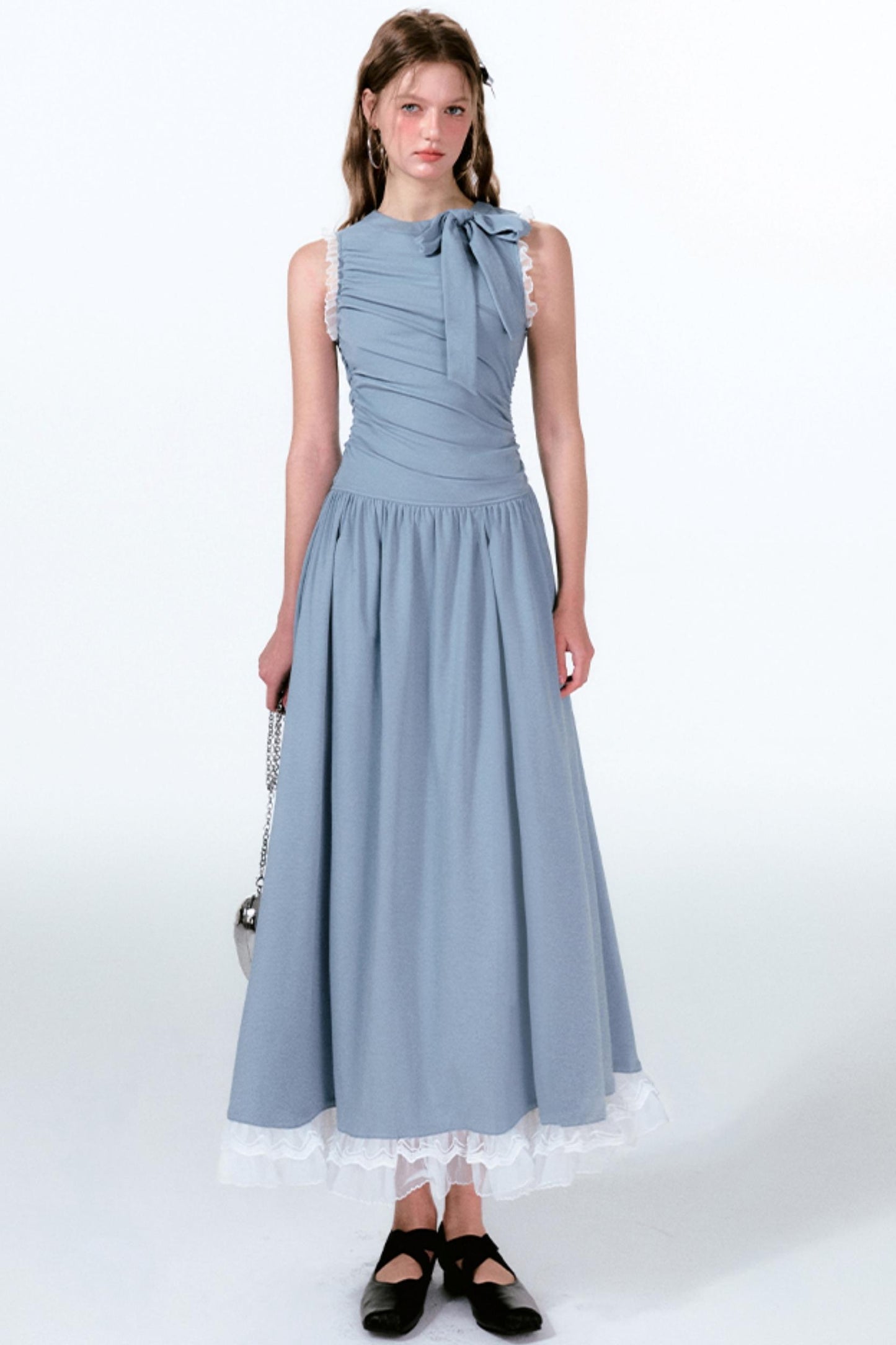 Blue Butterfly Pleat Dress