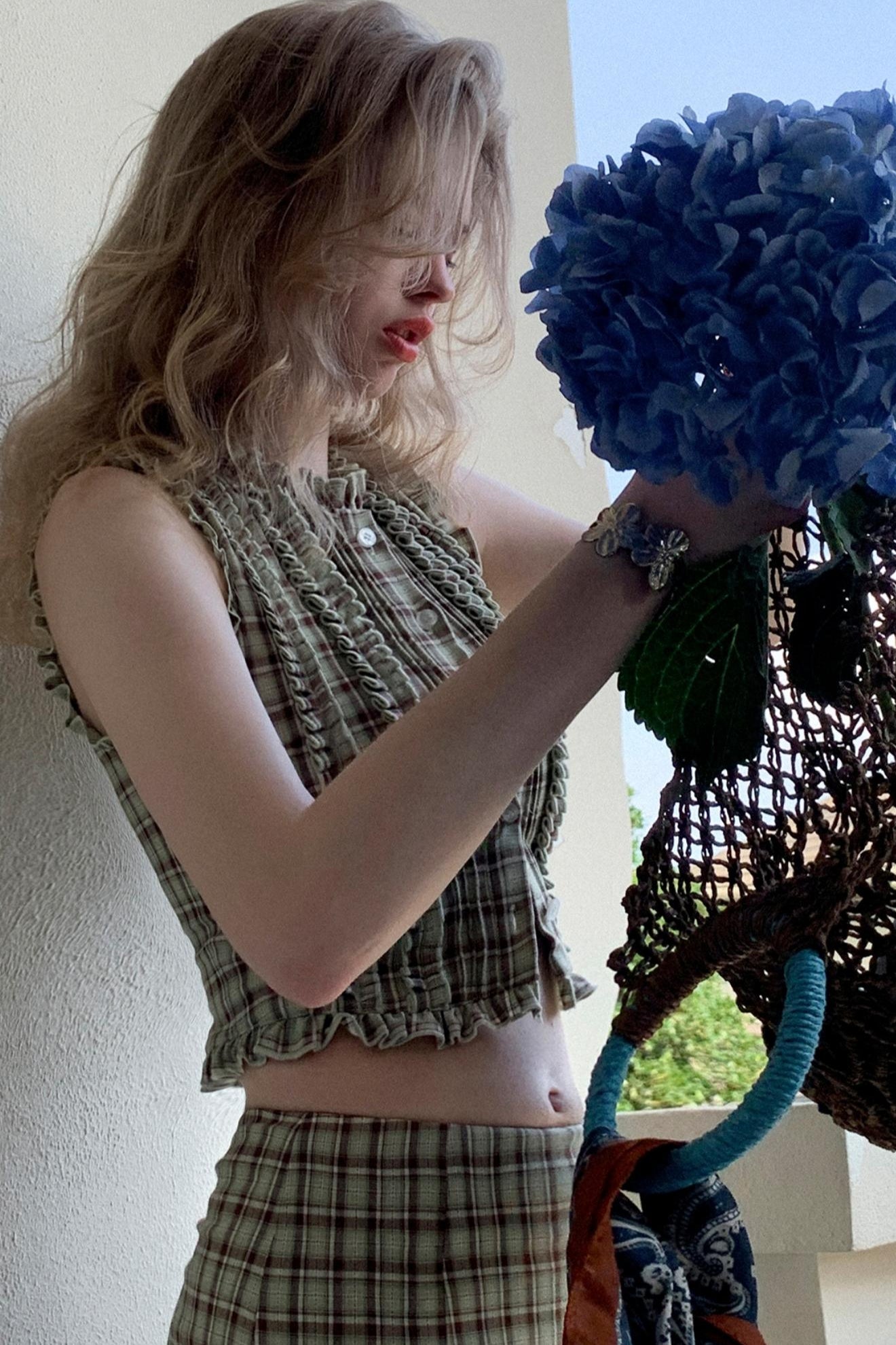 Checked Lace Top & Skirt Set-Up