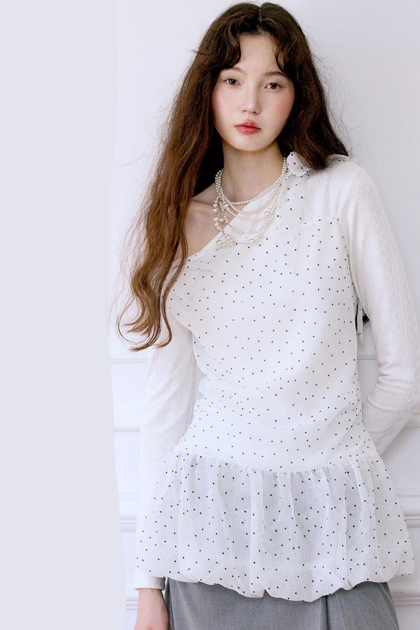 Asymmetrical Polka Dot Top