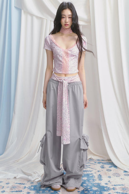 Pink Leopard V-Neck Tee