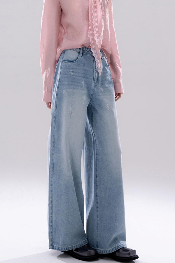 Rhinestone Wide Leg Jeans