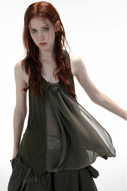 Metal-Studded Swing Tank Top