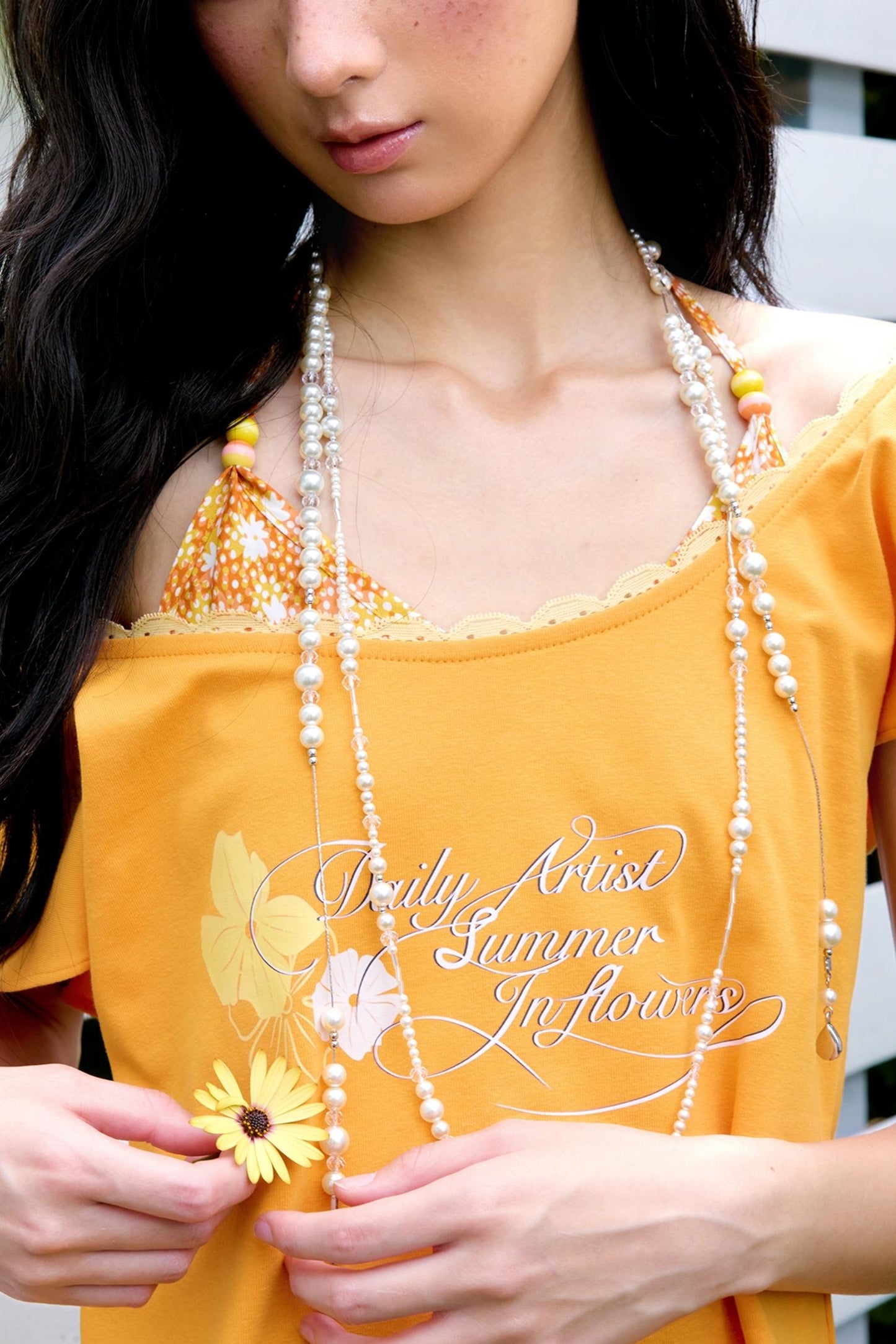 Orange Floral Ruffle Two-Piece Ensemble Set-Up