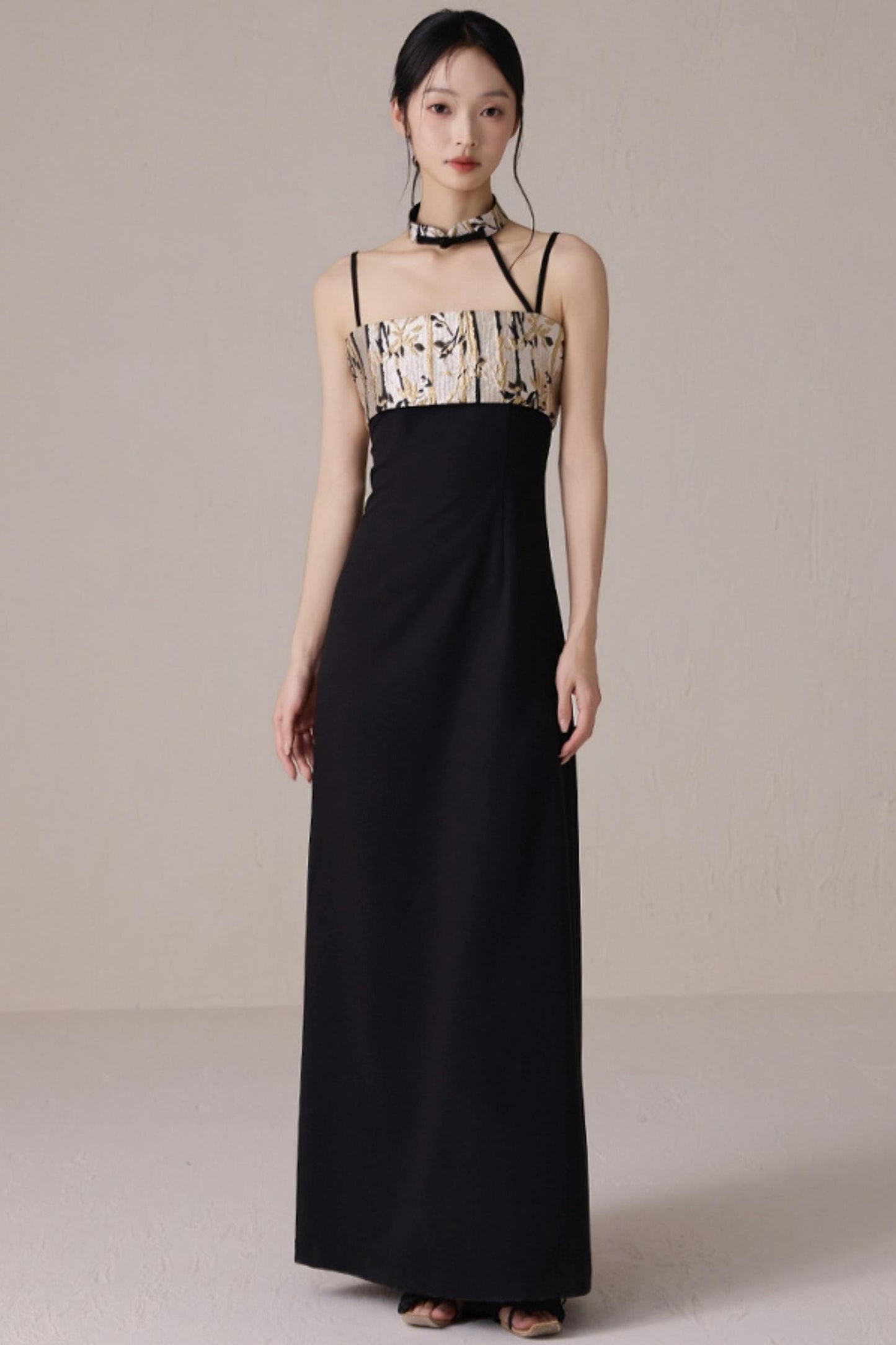 Bamboo Jacquard Halter Dress