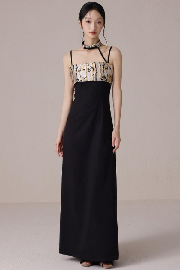 Bamboo Jacquard Halter Dress