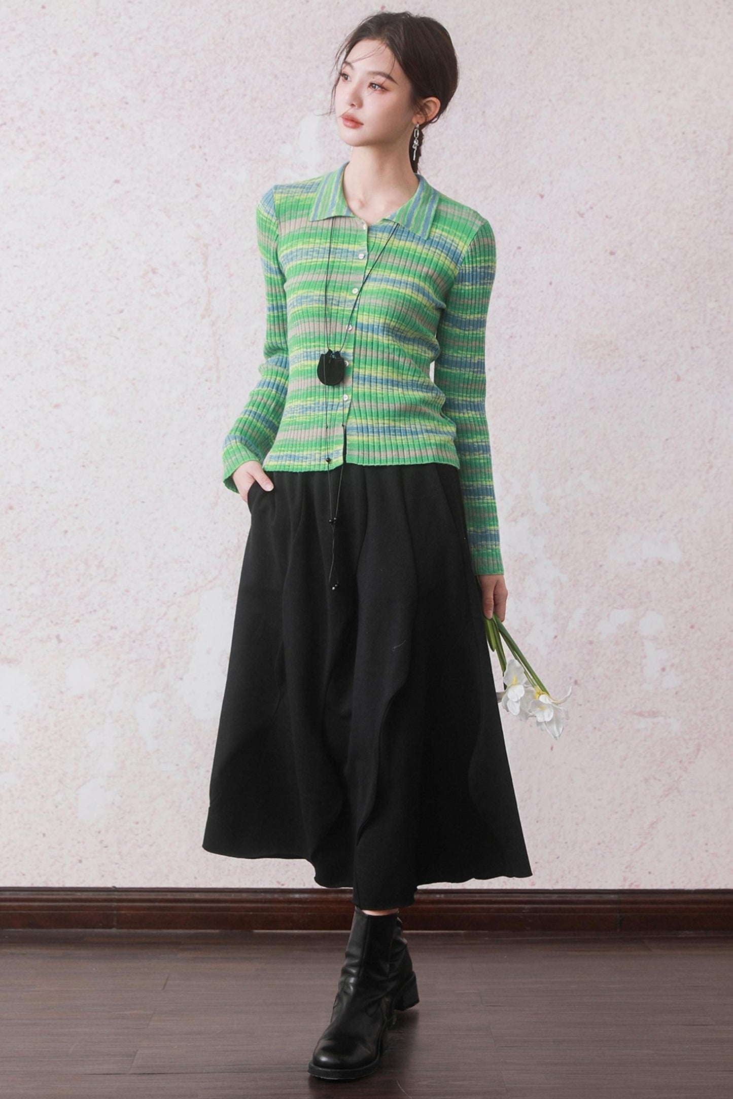 Green Chipping Knit Jacket