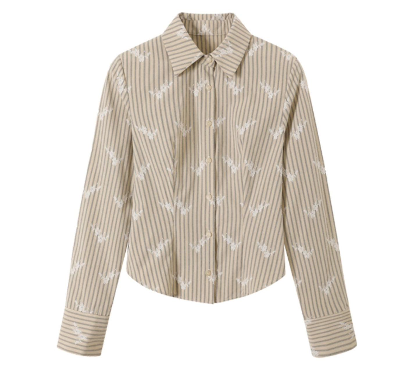 Striped Lace Slim-Fit Shirt