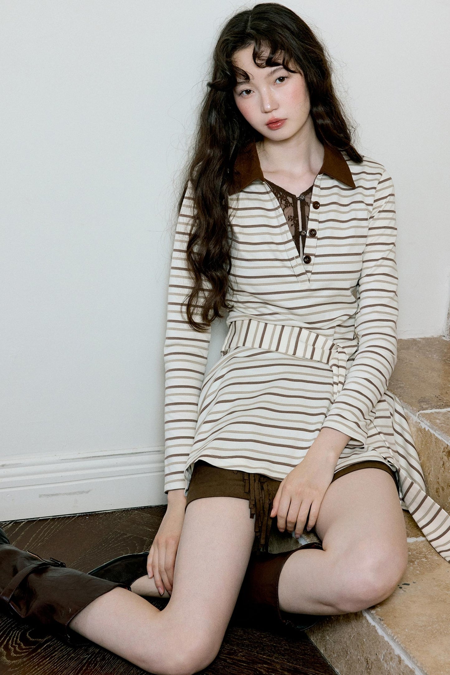 Vintage Striped Shawl Polo Shirt