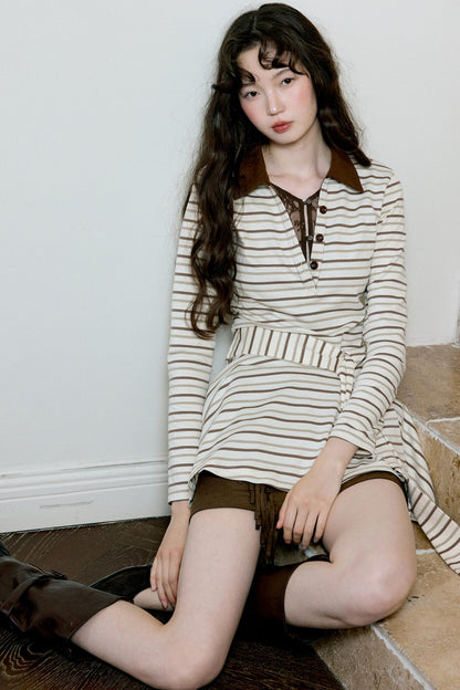 Vintage Striped Shawl Polo Shirt