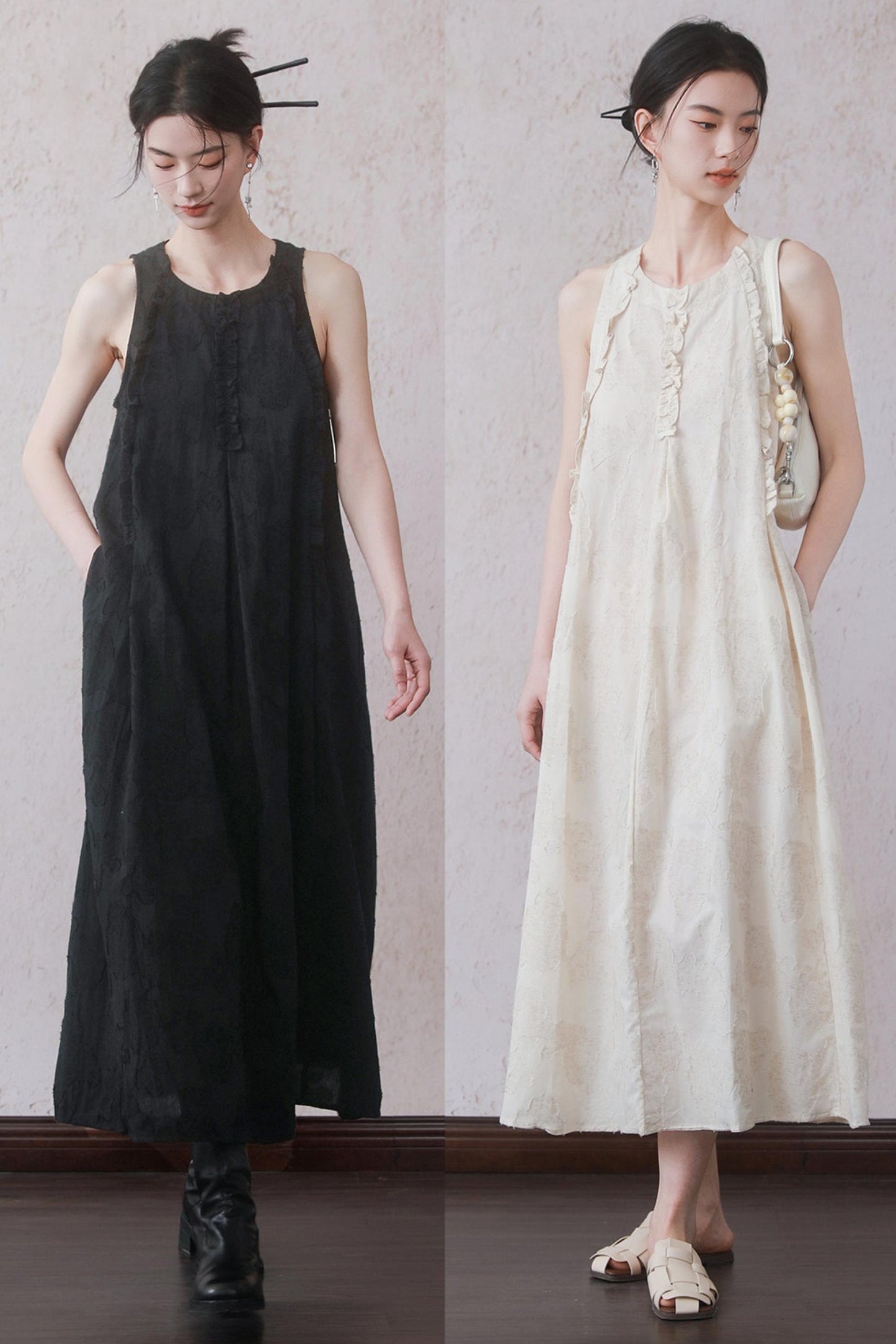 Beige Black Underdress