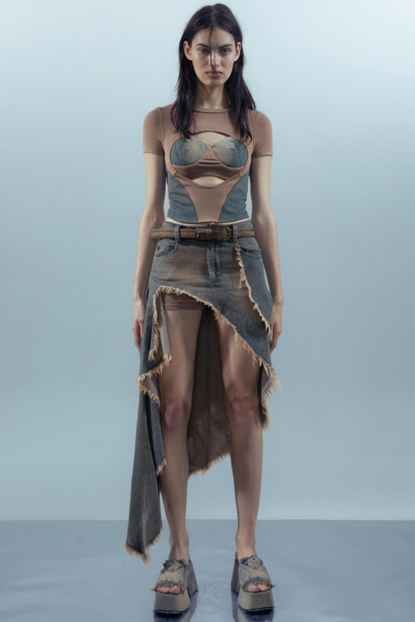 Blue Denim Patchwork Tee