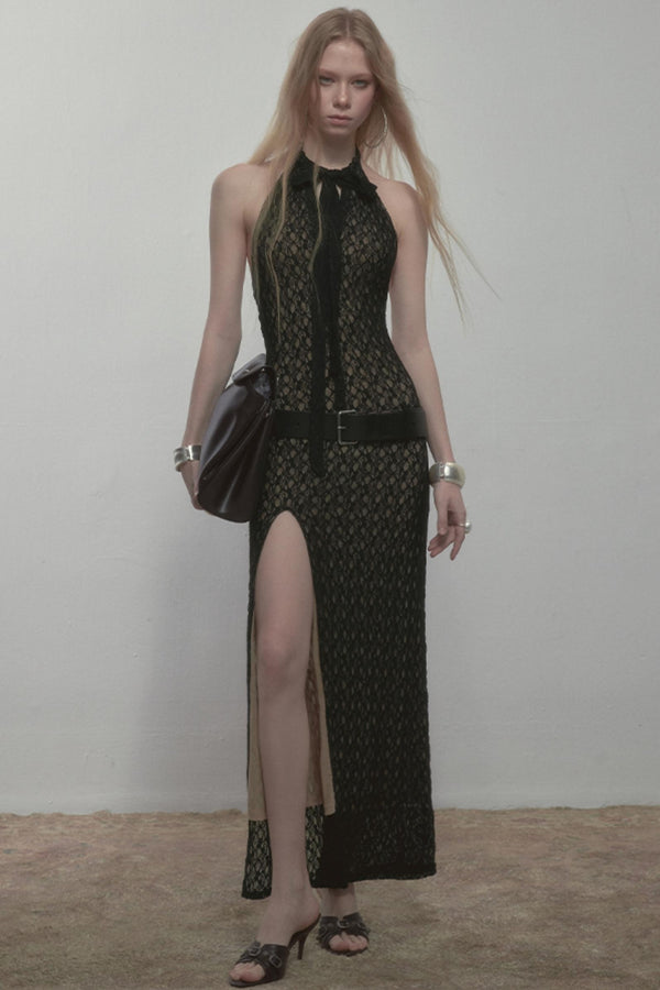 Vintage Backless Split Dress