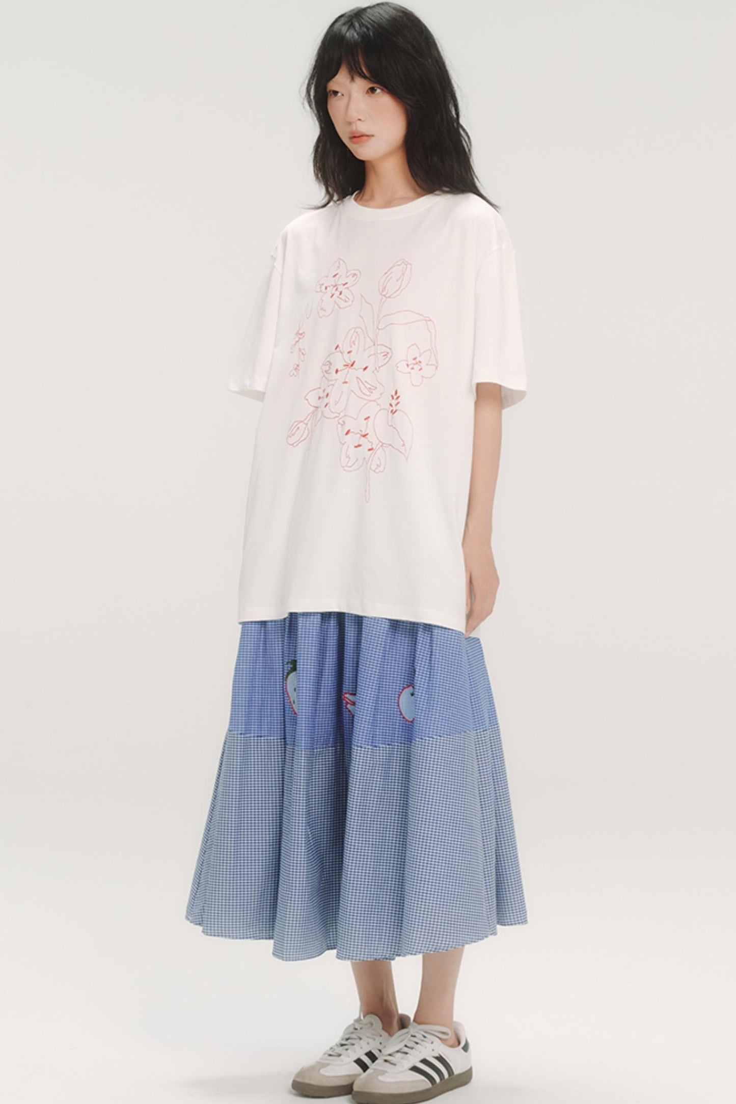 Cherry Blossom Embroidered White T-Shirt