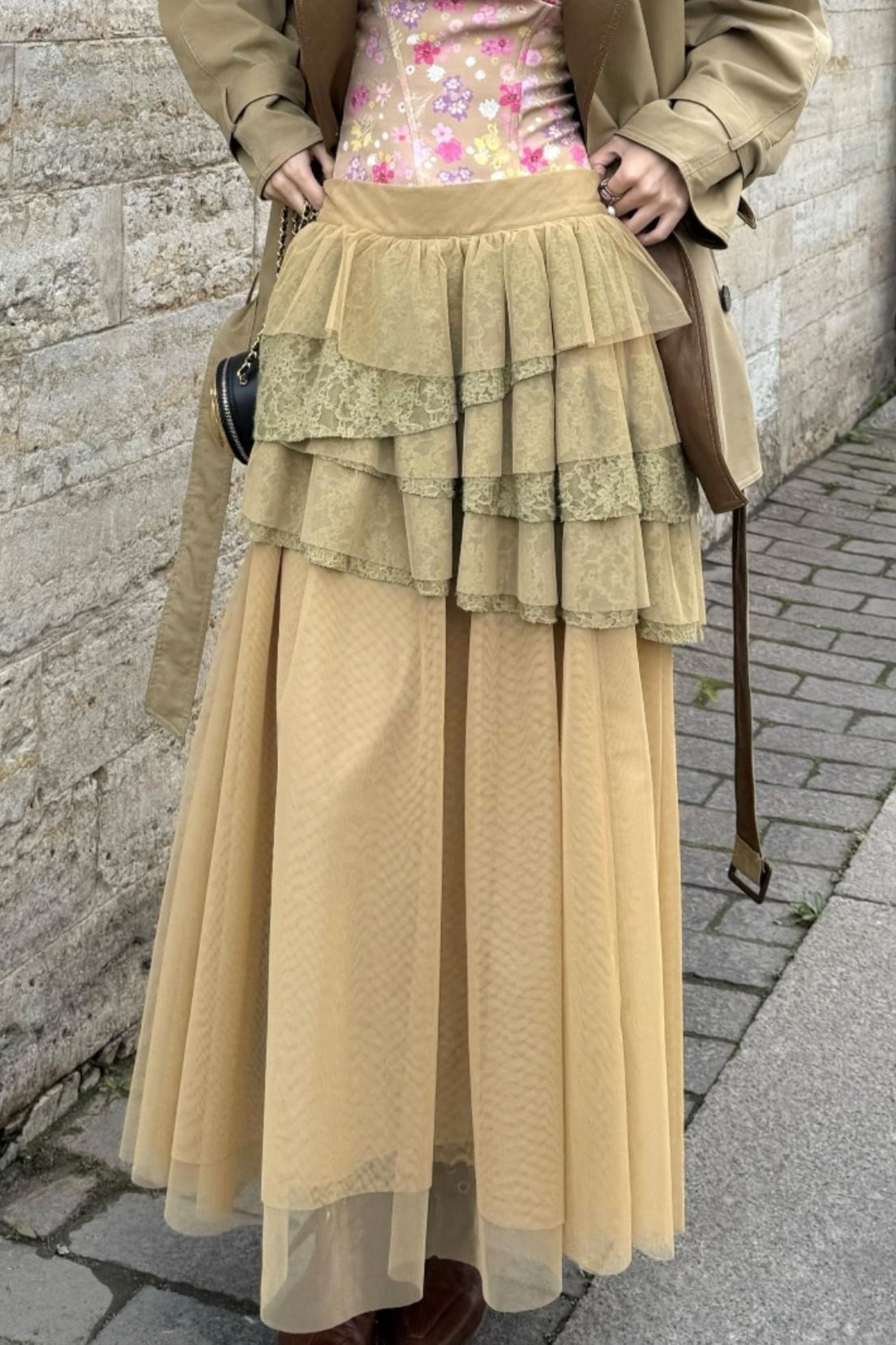 Vintage Irregular Mesh Cake Skirt