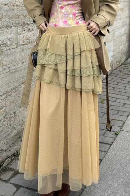 Vintage Irregular Mesh Cake Skirt
