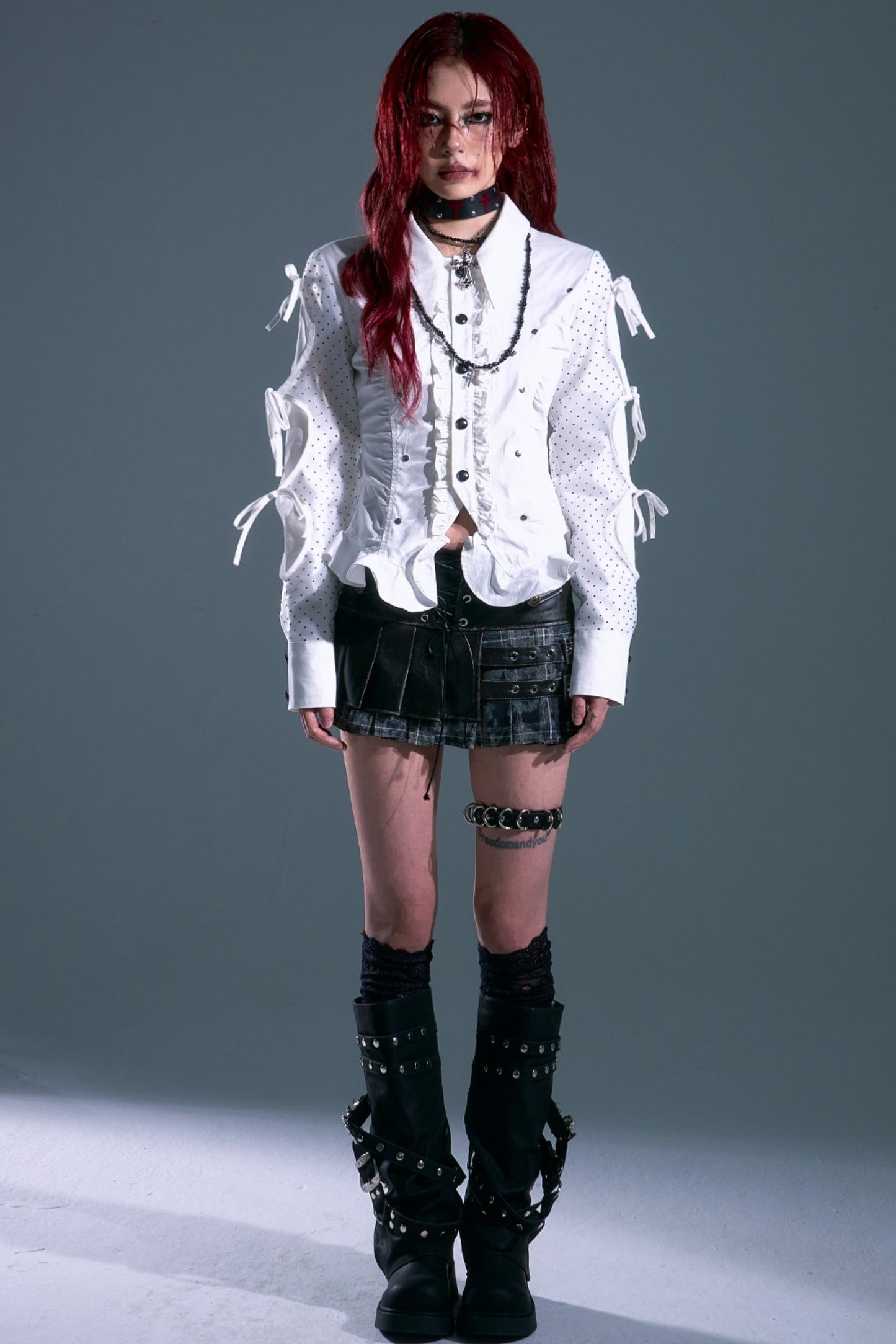 Retro Polka Dot Long Sleeve Shirt