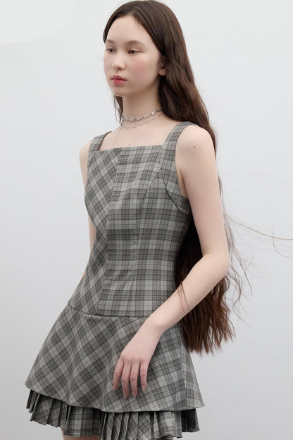 Vintage Checkered Skirt Dress