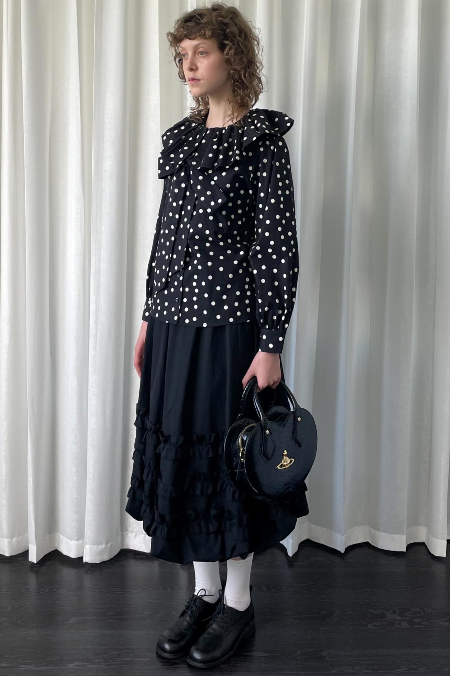 Autumn Lace Shirring Midi Skirt