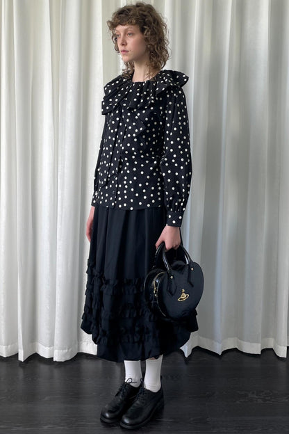 Autumn Lace Shirring Midi Skirt