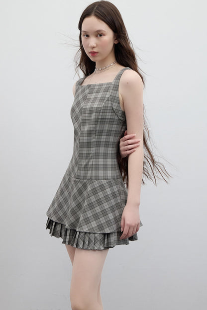 Vintage Checkered Skirt Dress